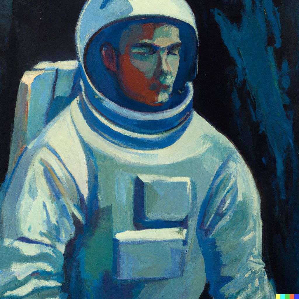 an astronaut, painting by Gil Elvgren